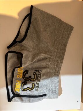 PINK Victoria's Secret Grey steelers nfl booty shorts with Pink Logo